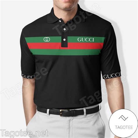 black gucci stripe polo|gucci black polo shirt.